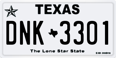 TX license plate DNK3301