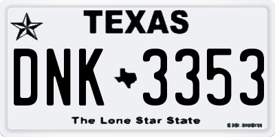TX license plate DNK3353