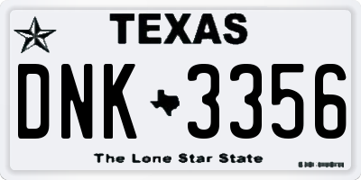 TX license plate DNK3356