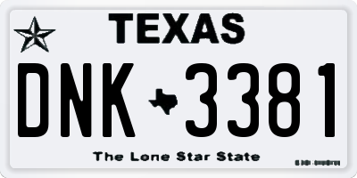 TX license plate DNK3381