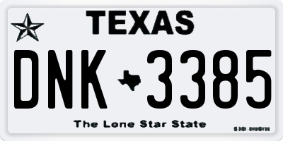 TX license plate DNK3385
