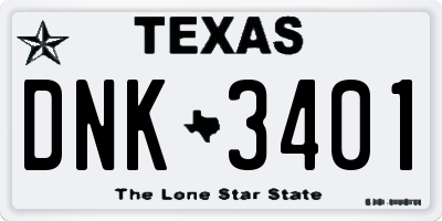 TX license plate DNK3401