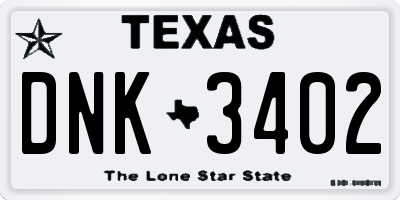TX license plate DNK3402