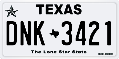 TX license plate DNK3421