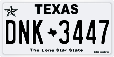 TX license plate DNK3447
