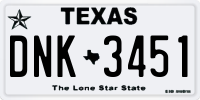 TX license plate DNK3451