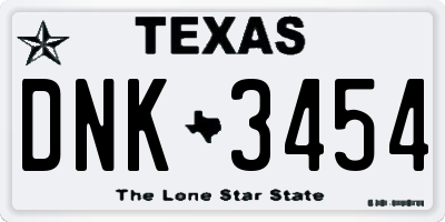 TX license plate DNK3454