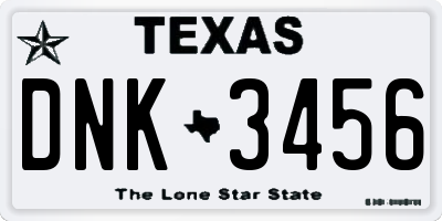 TX license plate DNK3456