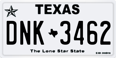 TX license plate DNK3462