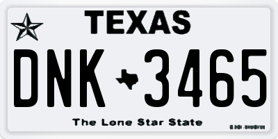 TX license plate DNK3465