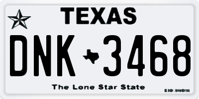 TX license plate DNK3468