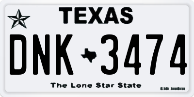 TX license plate DNK3474
