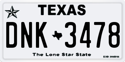 TX license plate DNK3478