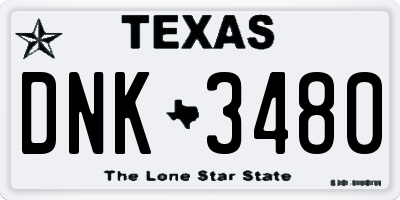 TX license plate DNK3480
