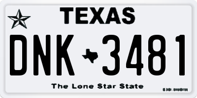 TX license plate DNK3481