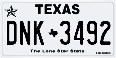 TX license plate DNK3492