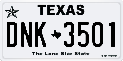TX license plate DNK3501