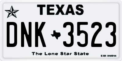 TX license plate DNK3523