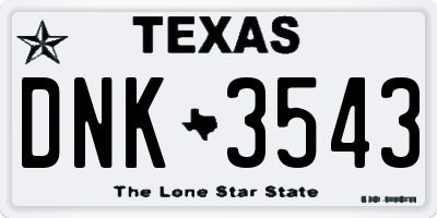 TX license plate DNK3543