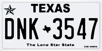TX license plate DNK3547