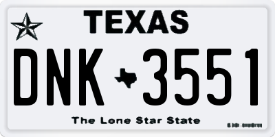 TX license plate DNK3551