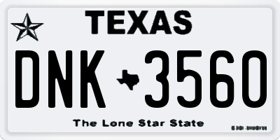 TX license plate DNK3560