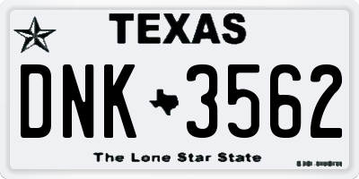 TX license plate DNK3562