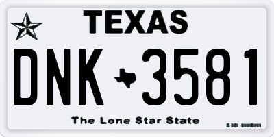 TX license plate DNK3581
