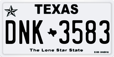 TX license plate DNK3583