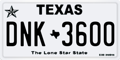 TX license plate DNK3600