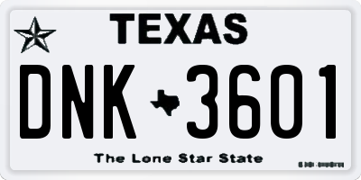 TX license plate DNK3601