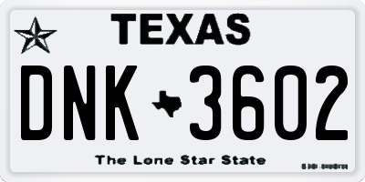 TX license plate DNK3602