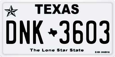 TX license plate DNK3603
