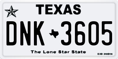 TX license plate DNK3605