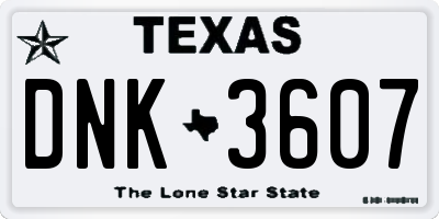 TX license plate DNK3607