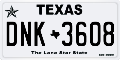 TX license plate DNK3608