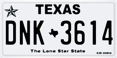 TX license plate DNK3614
