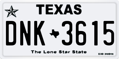 TX license plate DNK3615