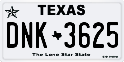 TX license plate DNK3625
