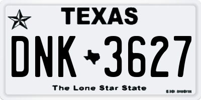 TX license plate DNK3627