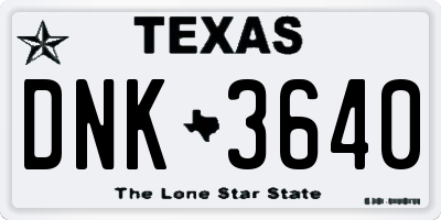 TX license plate DNK3640