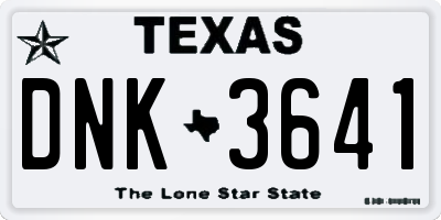TX license plate DNK3641