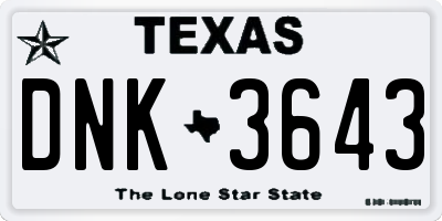 TX license plate DNK3643