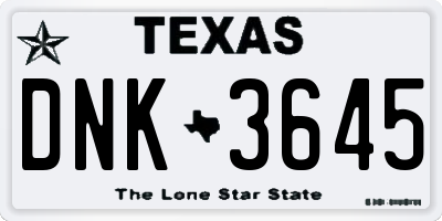 TX license plate DNK3645