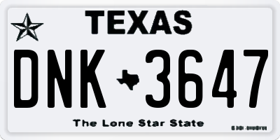 TX license plate DNK3647