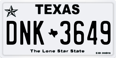 TX license plate DNK3649