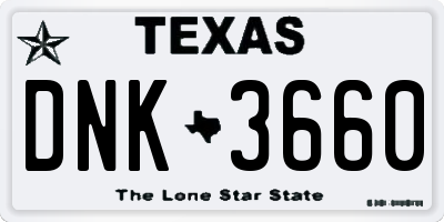 TX license plate DNK3660