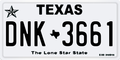 TX license plate DNK3661