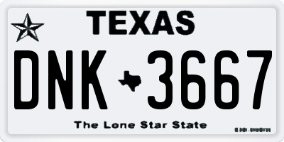 TX license plate DNK3667