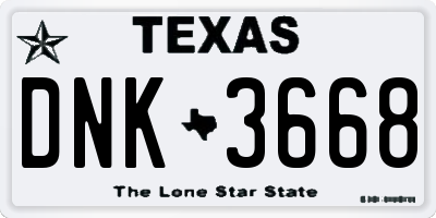 TX license plate DNK3668